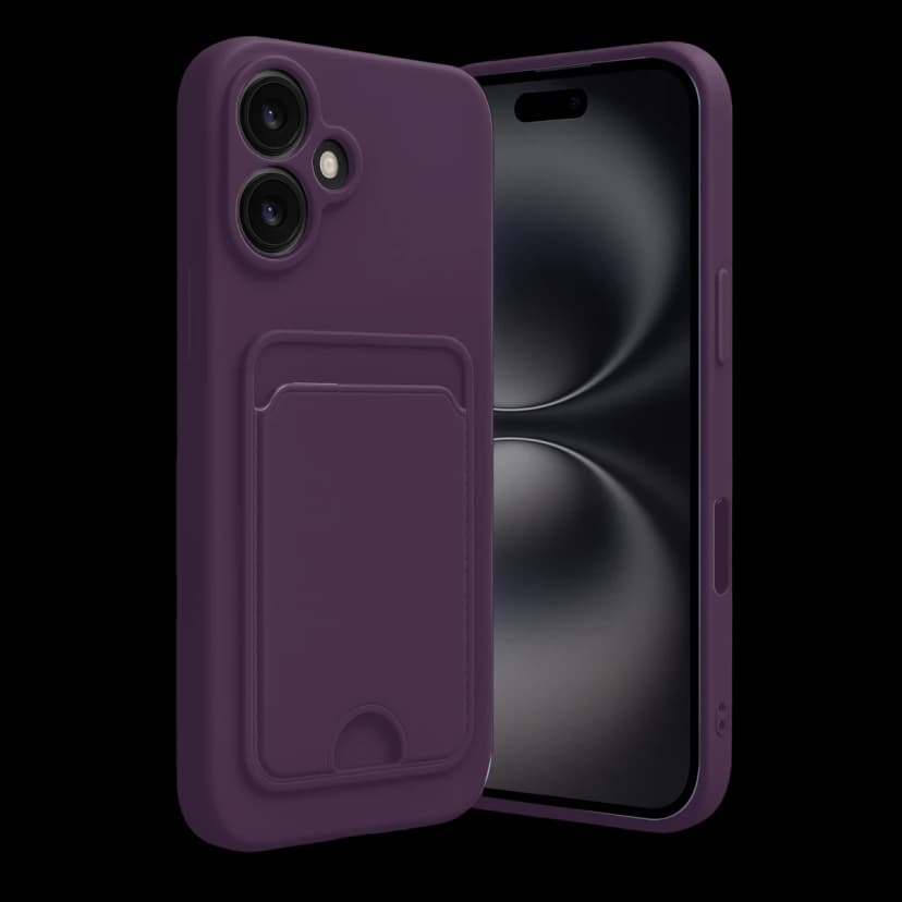 Newface Apple iPhone 16 Kılıf Kelvin Kartvizitli Silikon - Derin Mor