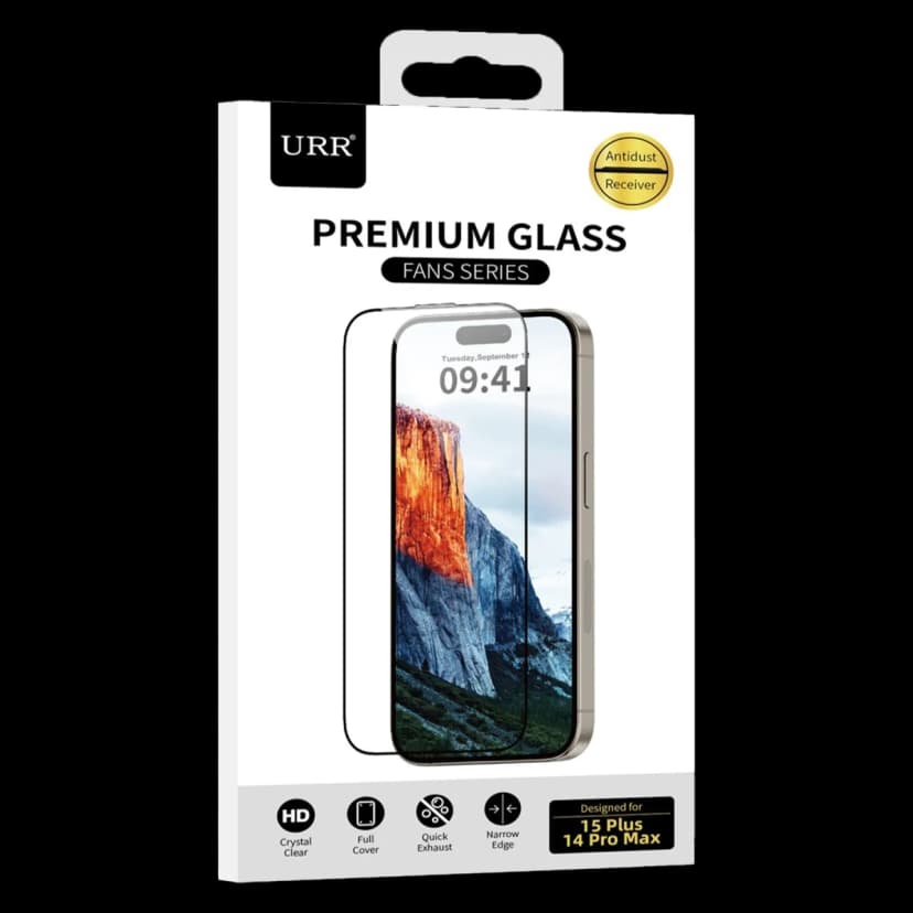 URR Apple iPhone 15 Pro Fans Series Premium HD Cam Ekran Koruyucu - Siyah