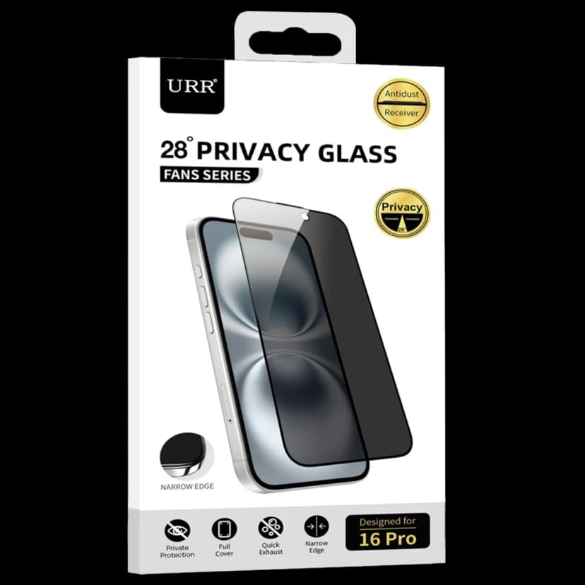 URR Apple iPhone 15 Pro Max Fans Series Premium Hayalet Cam Ekran Koruyucu - Siyah