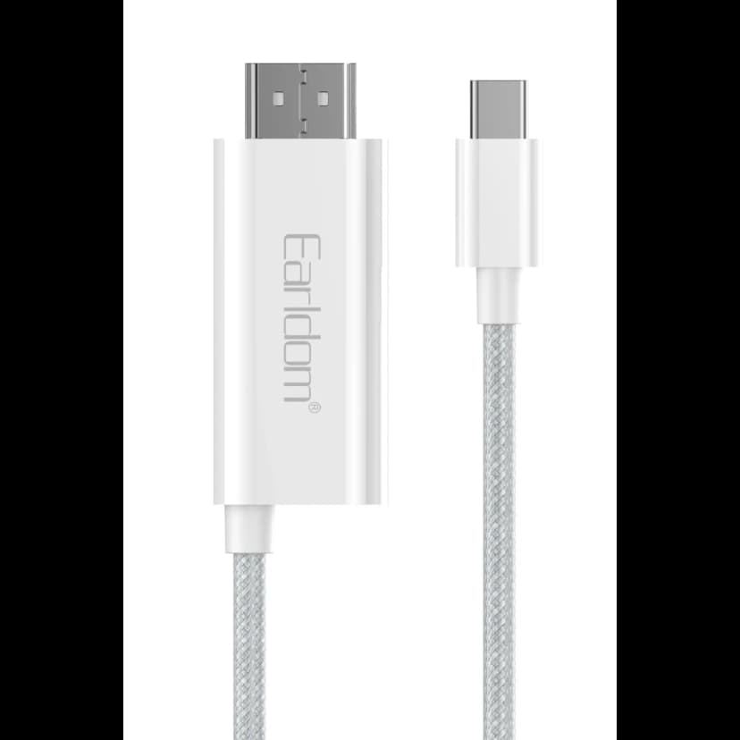 Earldom W40 2in1 4K 2M Ekstra 100W PD Type-C Çıkışlı Tak Çalıştır Type-C to HDMI Dönüştürücü - Beyaz