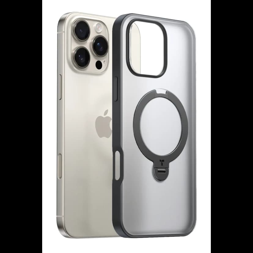 Torras Apple iPhone 16 Pro O Stand Spin Serisi Magsafe Kılıf - Siyah