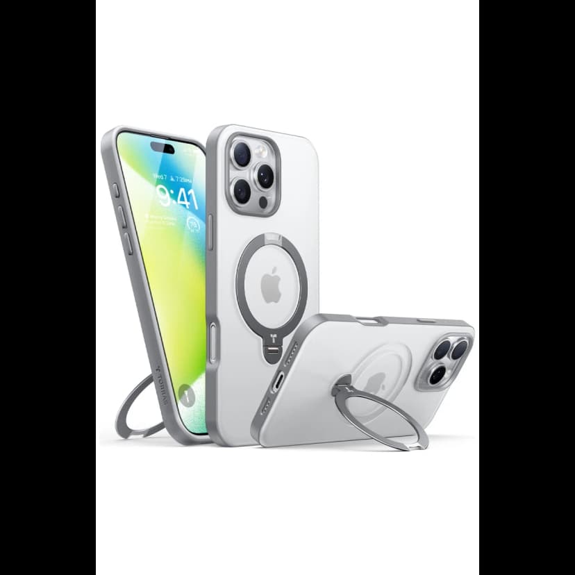 Torras Apple iPhone 16 Pro O Stand Spin Serisi Magsafe Kılıf - Titan Gri