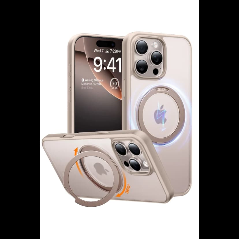 Torras Apple iPhone 16 Pro O Stand Pro Serisi Magsafe Kılıf - Çöl Titanyum