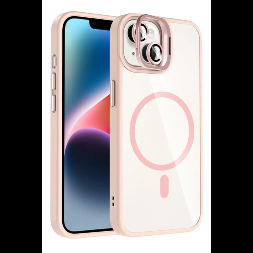 Joko Apple iPhone 14 Remim Lensli Magsafe Standlı Kapak - Pembe