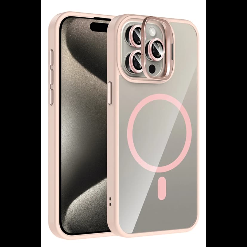 Joko Apple iPhone 14 Pro Max Remim Lensli Magsafe Standlı Kapak - Pembe