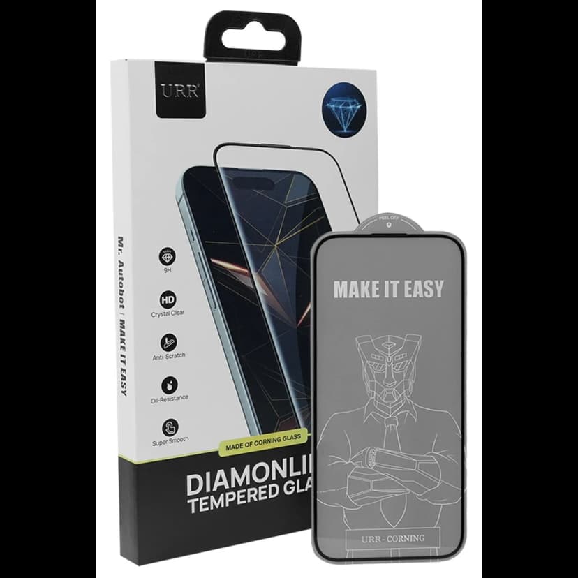 URR Apple iPhone 17 Air Diamonlike Corning Glass 3X Shatterproof Sapphire Cam Ekran Koruyucu - Siyah