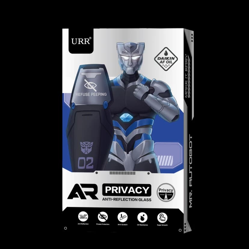 URR Apple iPhone 17 Pro 3D Anti Reflection AR Ultra Hayalet Cam Ekran Koruyucu - Siyah