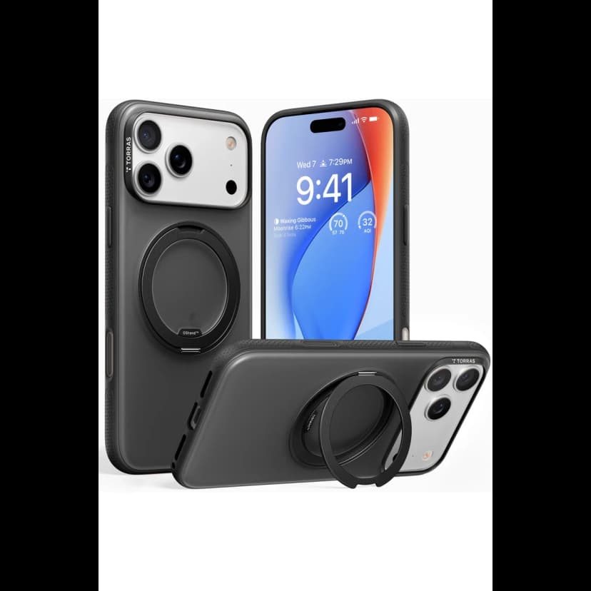 Torras Apple iPhone 17 Pro O Stand R Fitness Serisi Magsafe Kılıf - Siyah