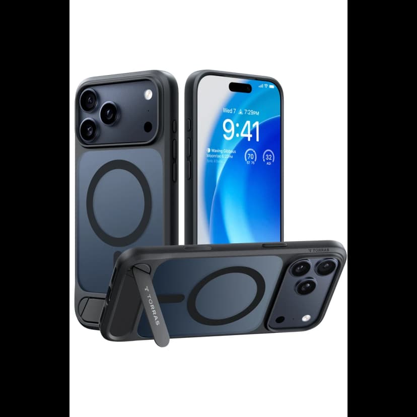 Torras Apple iPhone 17 Pro P Stand Serisi Magsafe Kılıf - Siyah