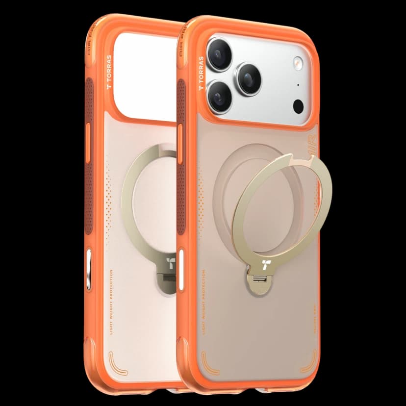 Torras Apple iPhone 17 Pro Max O Stand Spin Air Serisi Magsafe Kılıf - Turuncu