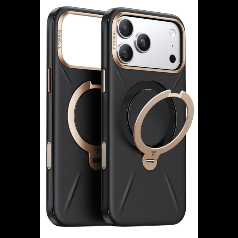 Torras Apple iPhone 17 Pro Max O Stand Spin VegSkin Serisi Magsafe Kılıf - Siyah