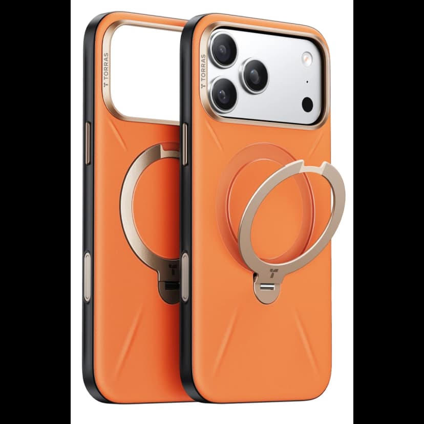 Torras Apple iPhone 17 Pro O Stand Spin VegSkin Serisi Magsafe Kılıf - Turuncu