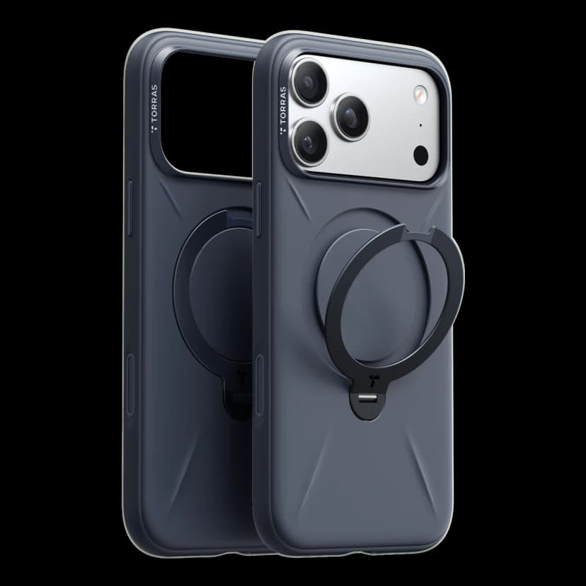 Torras Apple iPhone 17 Pro O Stand Spin Silicone Serisi Magsafe Kılıf - Lacivert