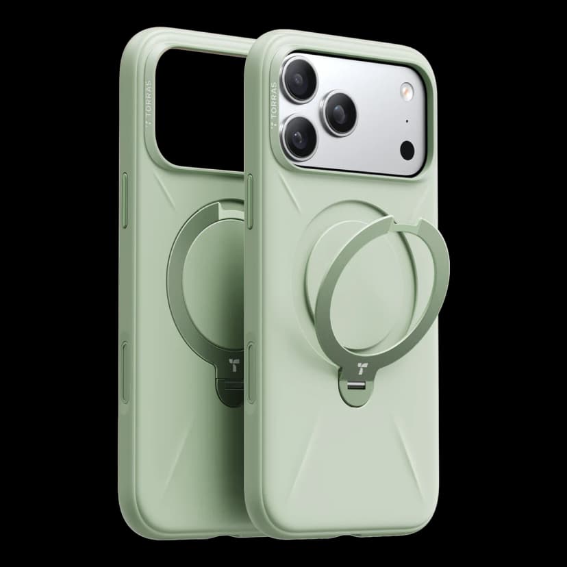 Torras Apple iPhone 17 Pro O Stand Spin Silicone Serisi Magsafe Kılıf - Yeşil