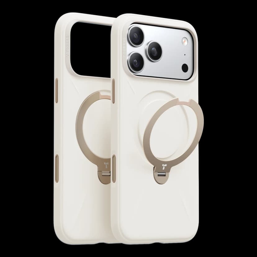 Torras Apple iPhone 17 Pro Max O Stand Spin Silicone Serisi Magsafe Kılıf - Beyaz
