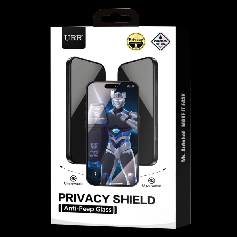 URR Apple iPhone 17 Air 2.5D HD 20º Privacy Cam Ekran Koruyucu - Siyah