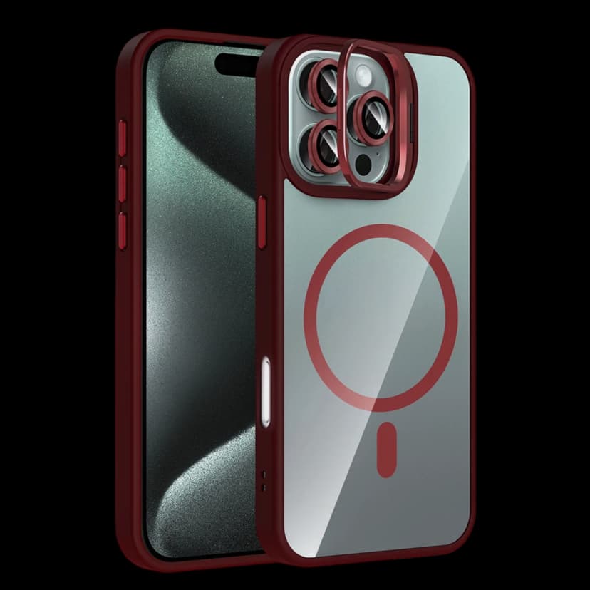 Joko Apple iPhone 16 Pro Remim Lensli Magsafe Standlı Kapak - Bordo