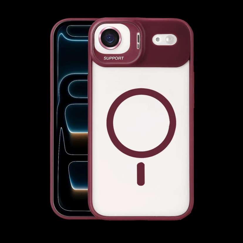 Joko Apple iPhone 17 Air Remim Lensli Magsafe Standlı Kapak - Bordo