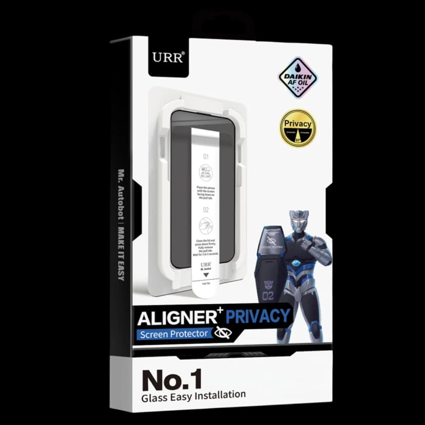 URR Apple iPhone 14 Pro Max Aligner+ Hayalet Cam Ekran Koruyucu - Siyah