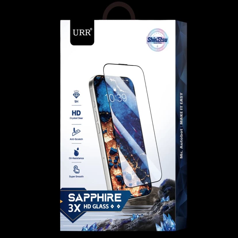 URR Apple iPhone 17 Pro Max Sapphire 3X HD Cam Ekran Koruyucu - Siyah