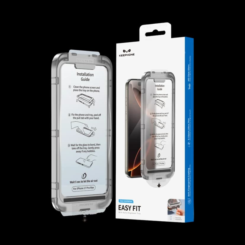 Keephone Apple iPhone 17 Pro Max EasyFit HD Cam Ekran Koruyucu - Siyah