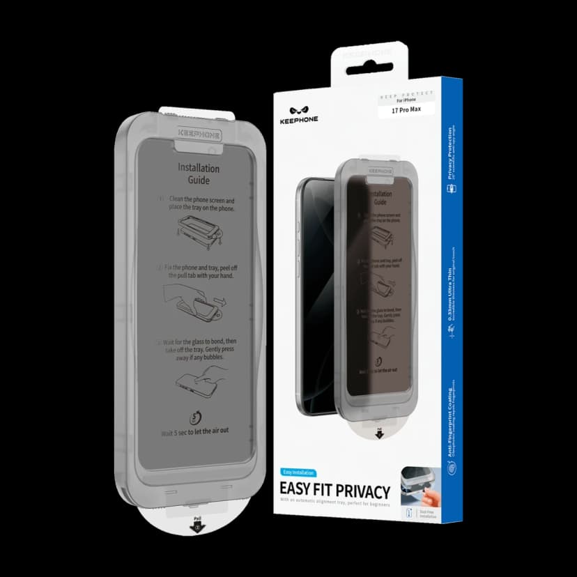 Keephone Apple iPhone 17 Pro Max EasyFit Hayalet Cam Ekran Koruyucu - Siyah