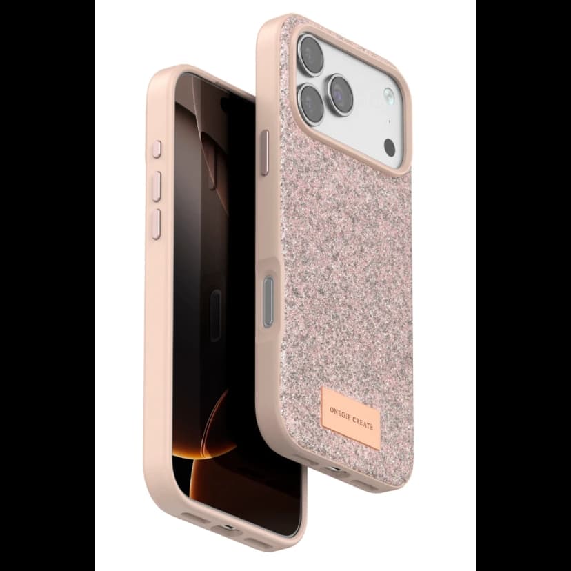 Onegif Apple iPhone 17 Pro Max Bright Simli Kapak - Pembe