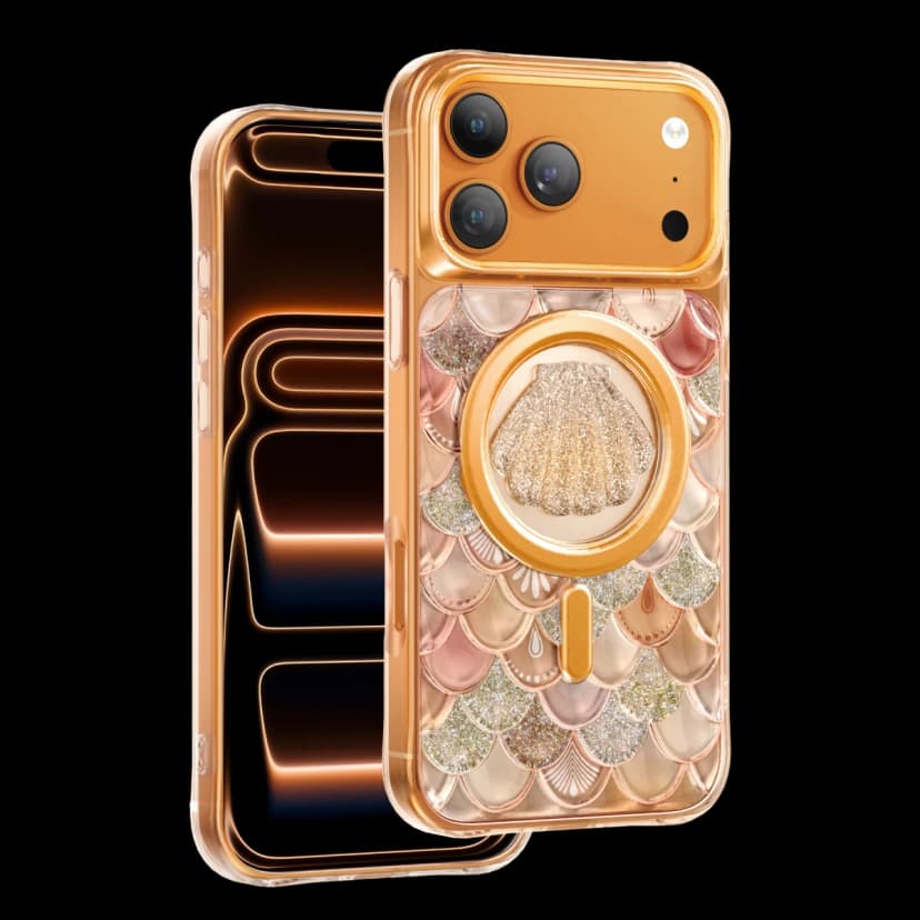 Keephone Apple iPhone 17 Pro Max Iceland Simli Magsafe Kapak - Turuncu