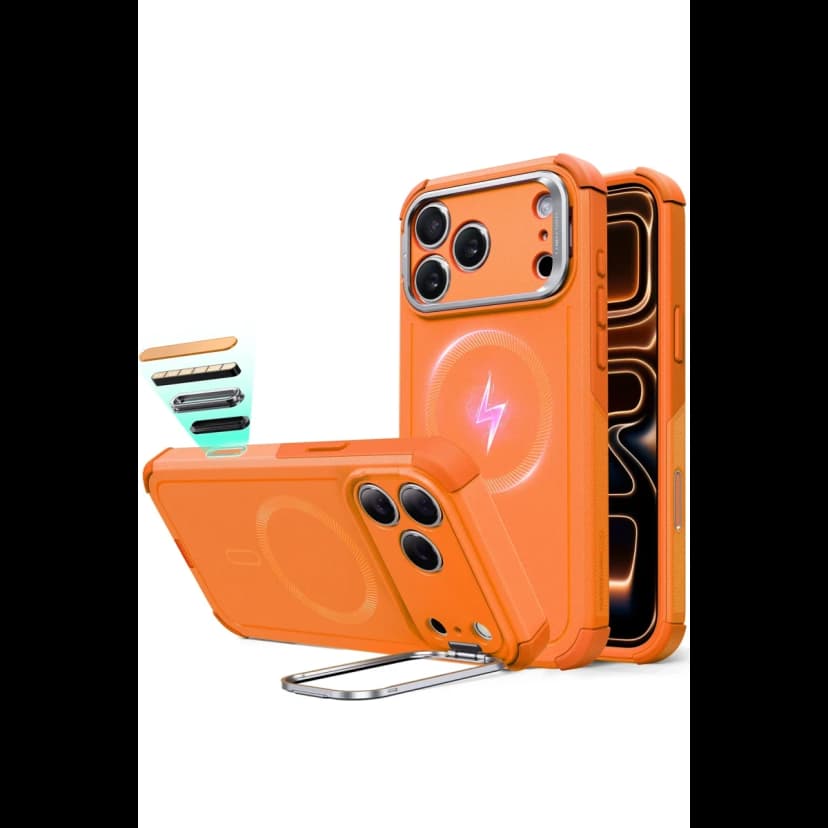 ESR Apple iPhone 17 Pro Cyber Tough Magsafe Stantlı Kapak - Turuncu