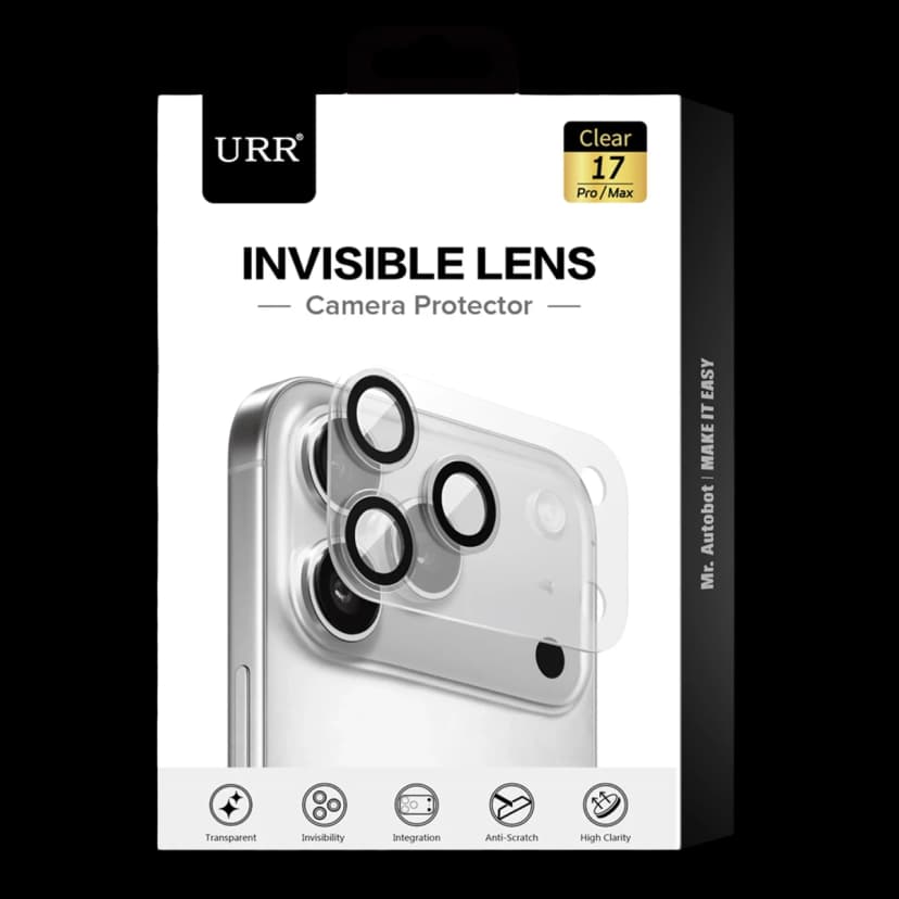 URR Apple iPhone 17 Pro Max Invisible Kamera Lens Koruyucu - Şeffaf