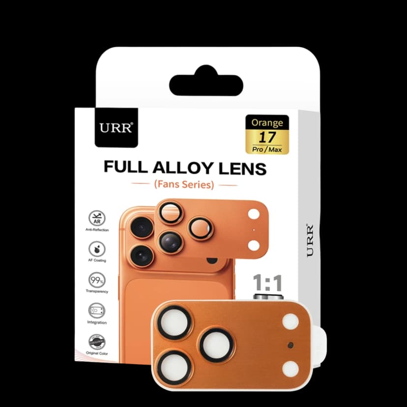 URR Apple iPhone 17 Pro Fans Series Full Alloy Kamera Lens Koruyucu - Turuncu