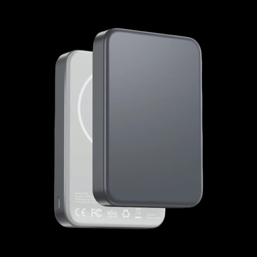 Keephone PB60 Glossey 10.000 mAh 22.5W USB 20W Type-C ve 15W Kablosuz Şarj Semi Solid Destekli Magsafe Powerbank - Titanyum Gri