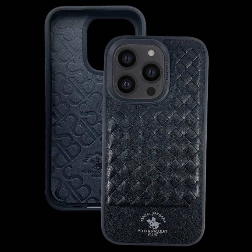 Santa Barbara Polo Racquet Club Apple iPhone 14 Pro Max Ravel Deri Kapak - Siyah