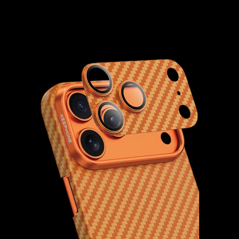 Keephone Apple iPhone 17 Pro Kevlar Kamera Lens - Koyu Turuncu