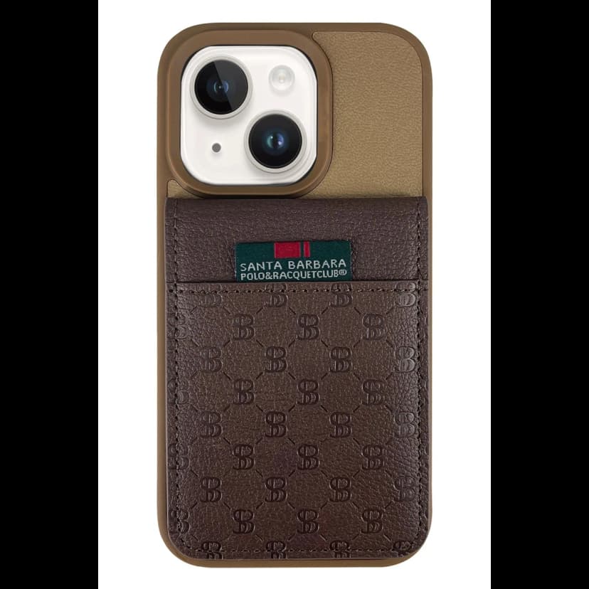 Santa Barbara Polo Racquet Club Apple iPhone 13 Hulda Kartvizitli Kapak - Kahverengi