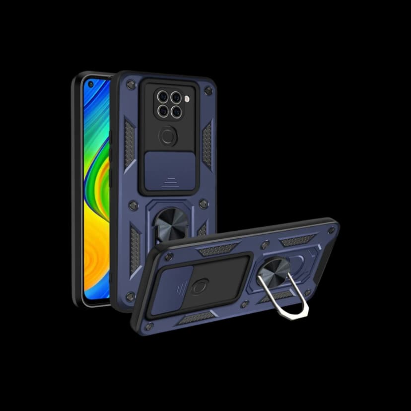 Newface Xiaomi Redmi Note 9 4G Kılıf Pars Lens Yüzüklü Silikon - Lacivert
