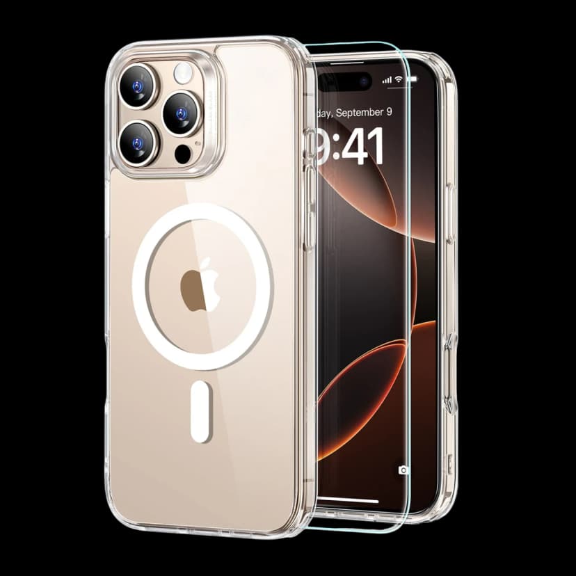 ESR Apple iPhone 16 Pro Classic Hybrid Magsafe Kapak + Cam Hediyeli Set - Buzlu Şeffaf