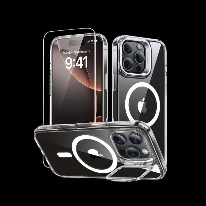 ESR Apple iPhone 16 Pro Classic Hybrid Magsafe Standlı Kapak + Cam Hediyeli Set - Şeffaf