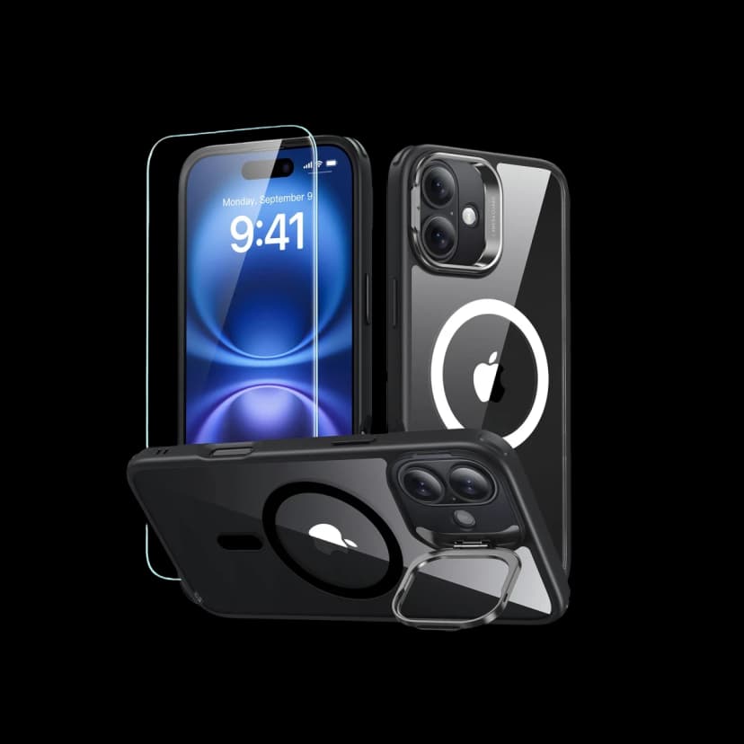 ESR Apple iPhone 16 Classic Hybrid Magsafe Standlı Kapak + Cam Hediyeli Set - Siyah