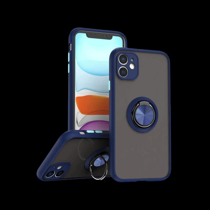 Newface Apple iPhone 11 Kılıf Montreal Yüzüklü Silikon Kapak - Lacivert