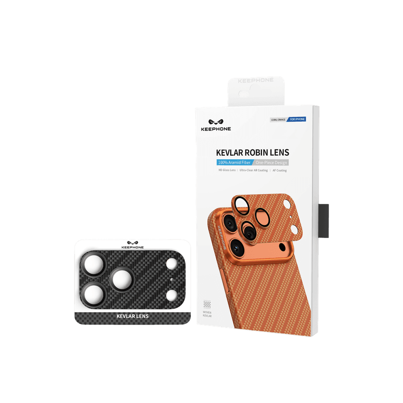 Keephone Apple iPhone 17 Pro Max Kevlar Robin Kamera Lens Koruyucu - Siyah