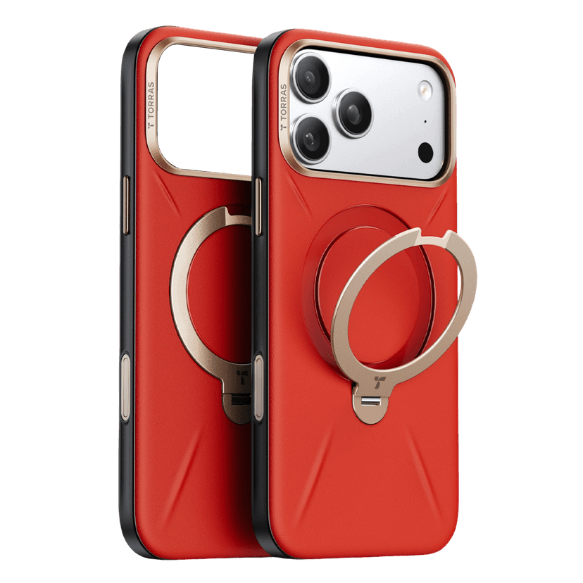 Torras Apple iPhone 17 Pro O Stand Spin VegSkin Serisi Magsafe Kılıf - Kırmızı
