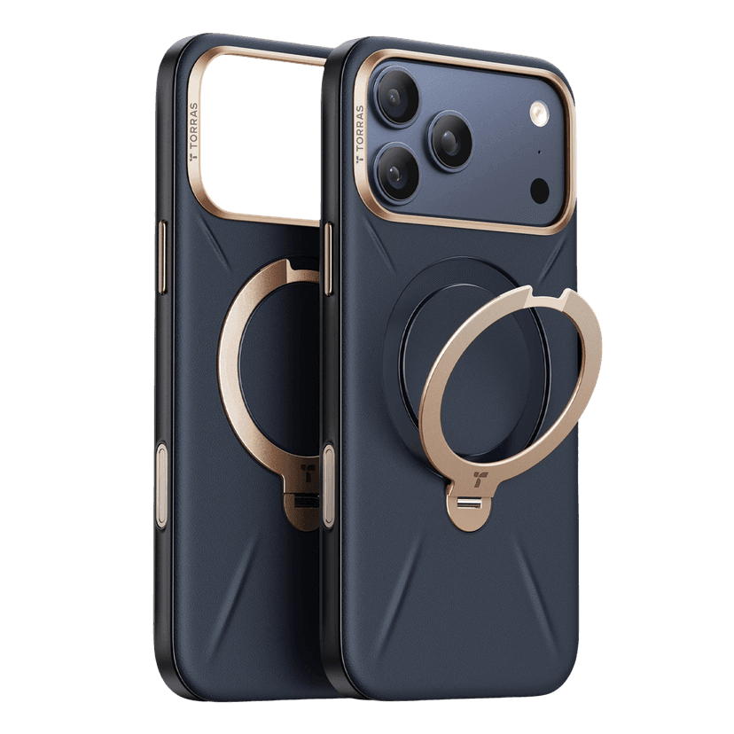 Torras Apple iPhone 17 Pro Max O Stand Spin VegSkin Serisi Magsafe Kılıf - Lacivert