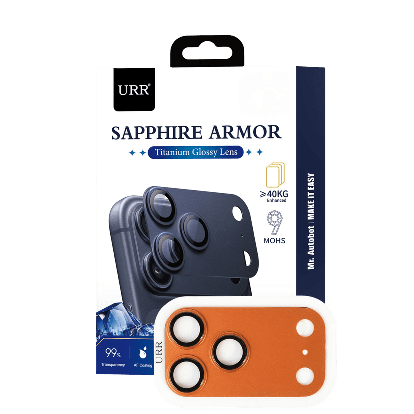 URR Apple iPhone 17 Pro Max Sapphire Armor Kamera Lens Koruyucu - Turuncu