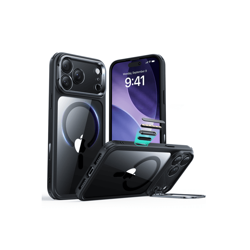 ESR Apple iPhone 17 Pro Classic Hybrid Magsafe Standlı Kapak - Clear Black