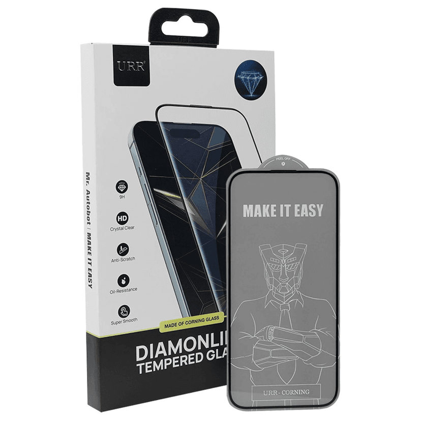 URR Apple iPhone 15 Pro Max Diamonlike Corning Glass 3X Shatterproof Sapphire Cam Ekran Koruyucu - Siyah