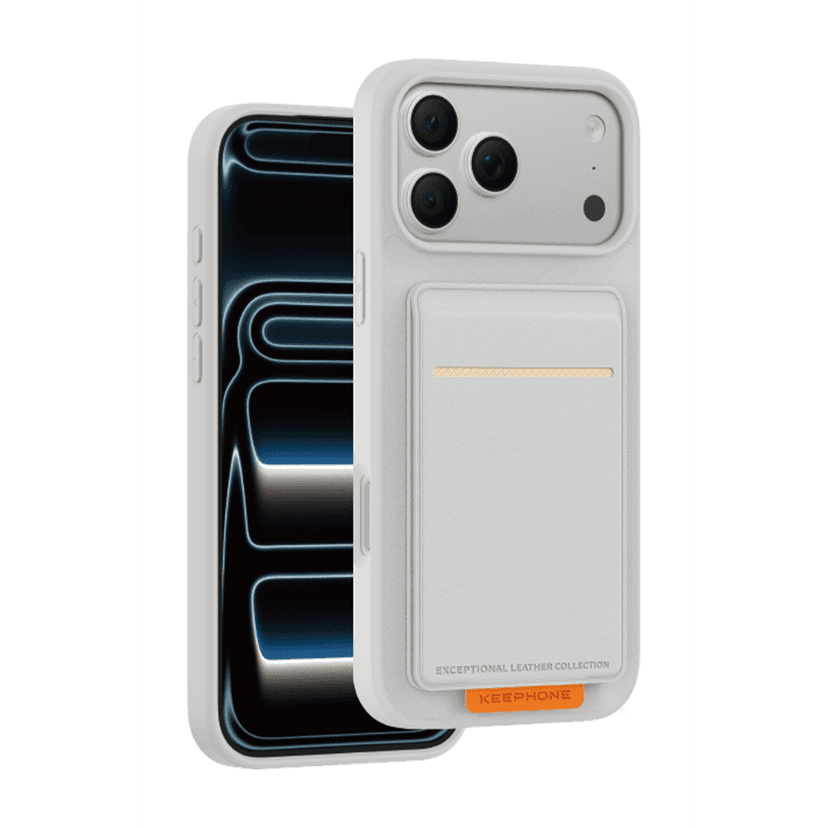 Keephone Apple iPhone 17 Pro Max Suedea Kartvizitli Standlı Kapak - Gri