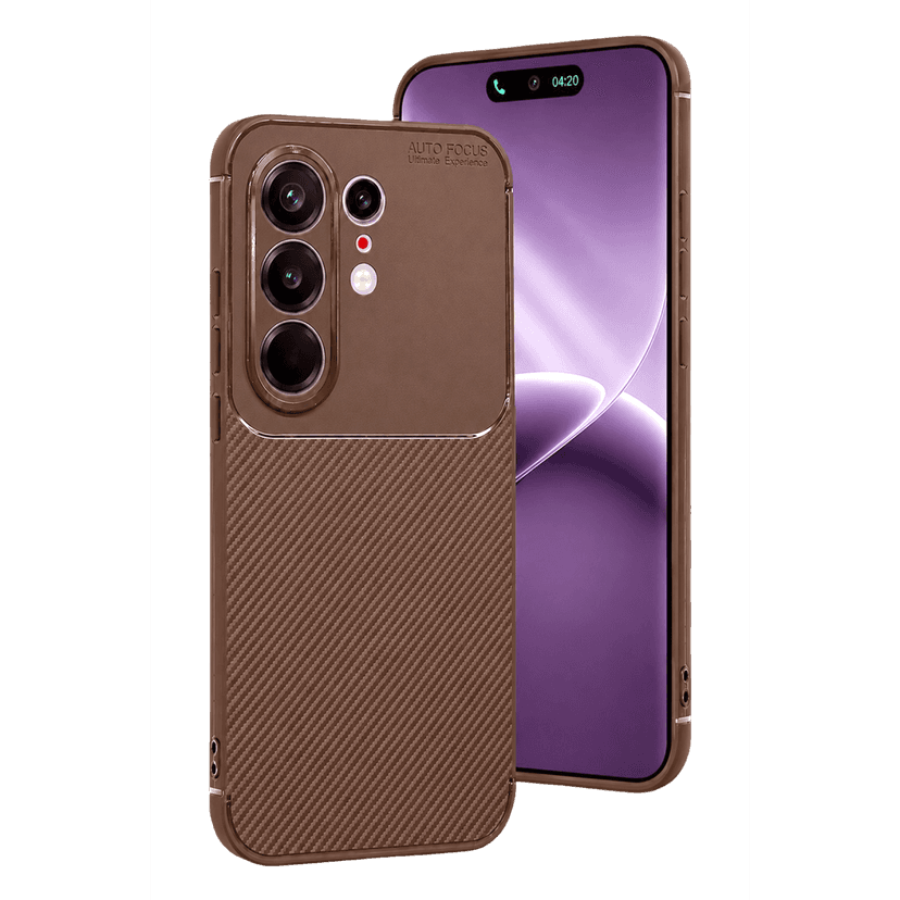 Newface Tecno Camon 50 Pro 5G Auto Focus Karbon Kapak - Kahverengi