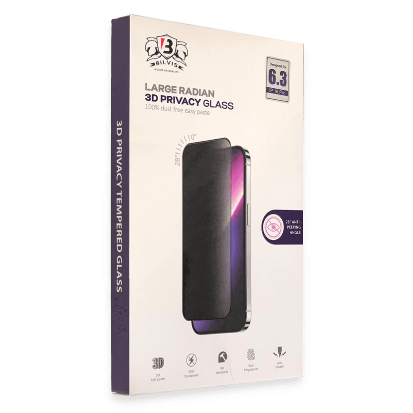 Newface Apple iPhone 14 Pro Max Bilvis 3D Radian Hayalet Cam Ekran Koruyucu