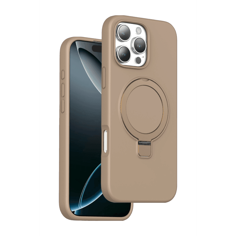Keephone Apple iPhone 16 Pro Max Magi Pro Standlı Magsafe Kapak - Çöl Titanyum